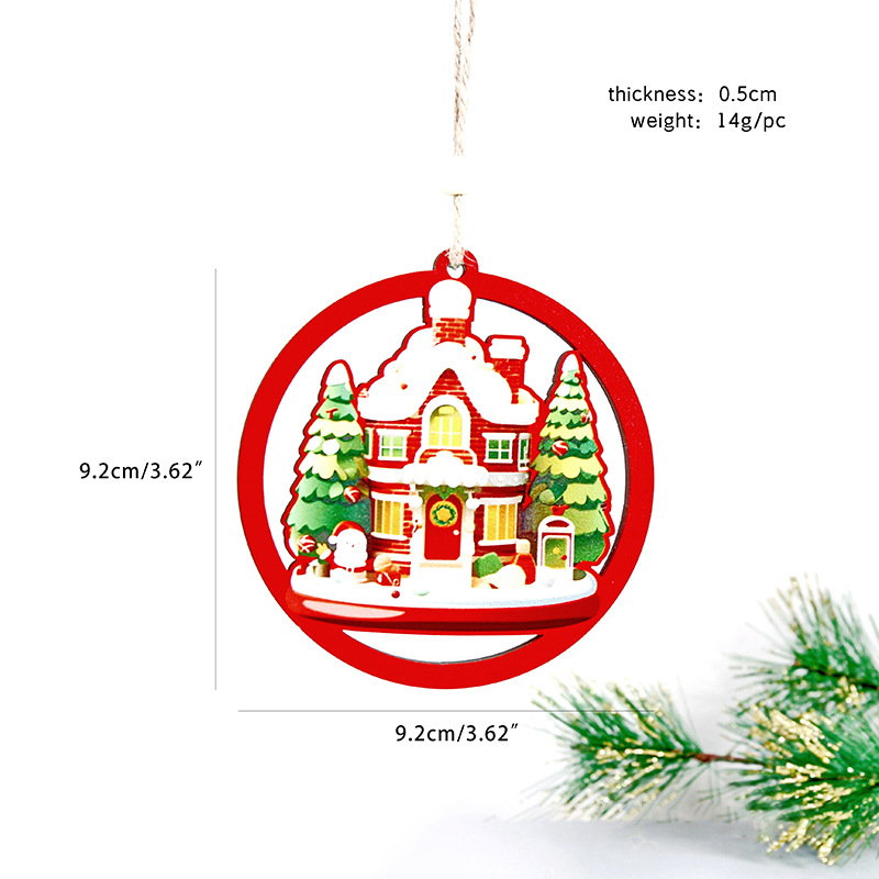 Decoraciones de Navidad de madera colgante decoración del hogar festivales artesanía de madera colgante colgante de árbol de Navidad