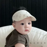 Детская шляпа от солнца для прогулок летом, тонкая солнцезащитная шляпа без поля для младенцев, модная пустая шляпа с большими полями.