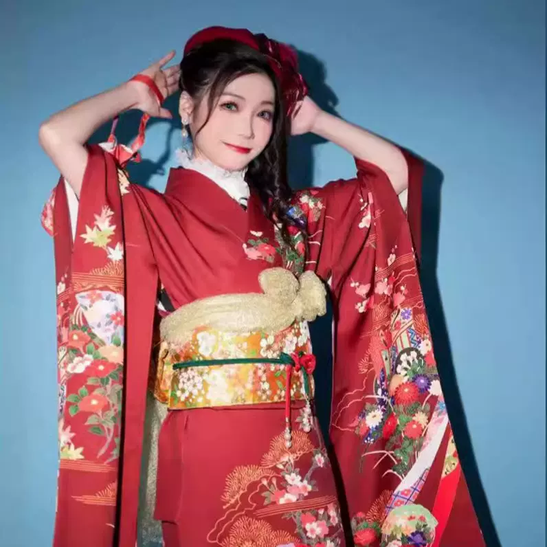 日本和服正装振袖传统160衣长套装振袖拍照日本神明少女写真和服