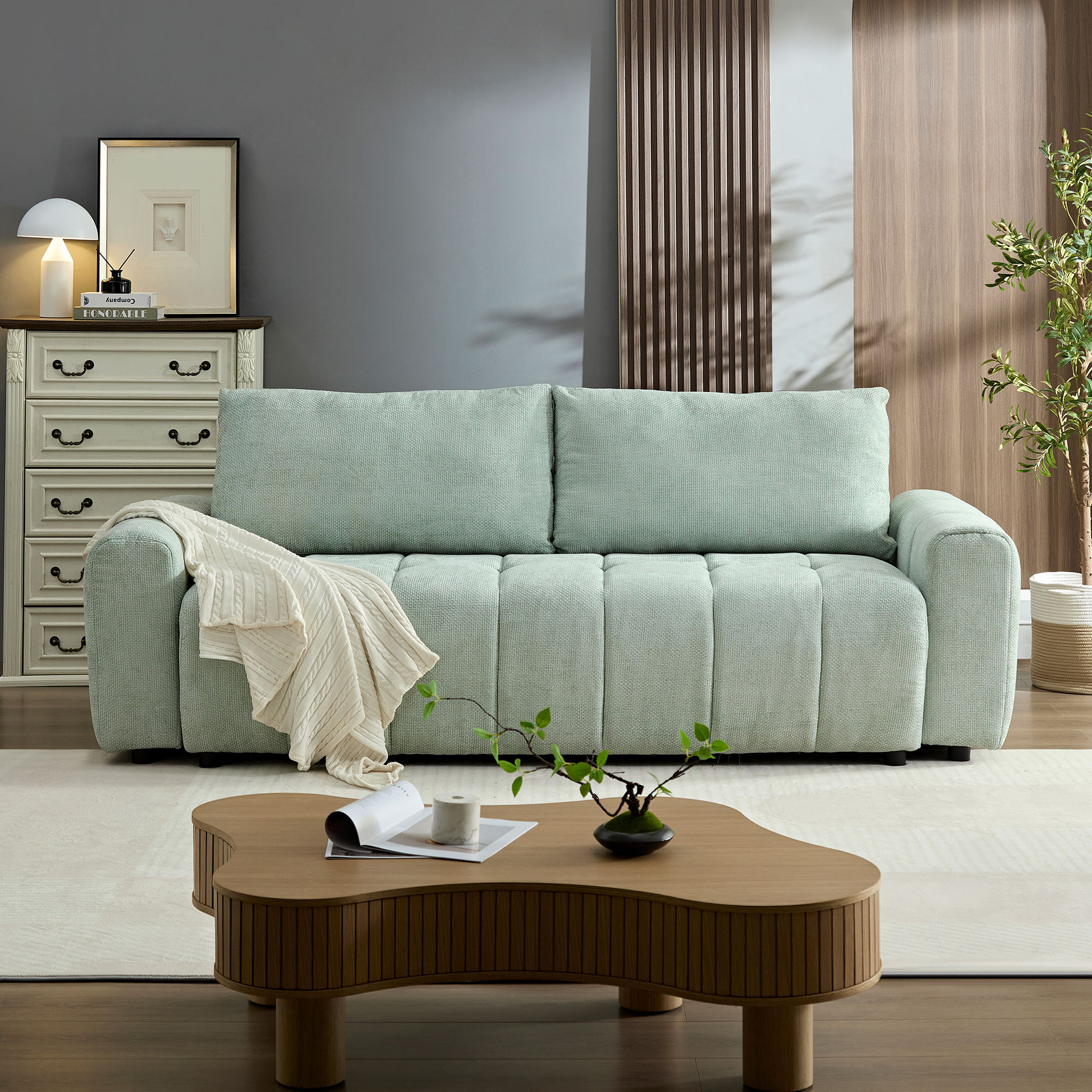 Sofá de casa pequeña sala de estar sofá plegable de viento crema cama de alquiler dormitorio multifuncional nuevo pequeño sofá doble