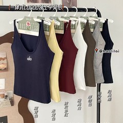8059#早秋薄款字母小标速干背心时尚休闲女士上衣修身聚拢带胸垫