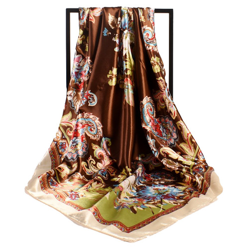  Summer New Cashew Pellis Pattern Satin Silk Large Square Scarf Wholesale Yiwu Scarf in Malaysia
