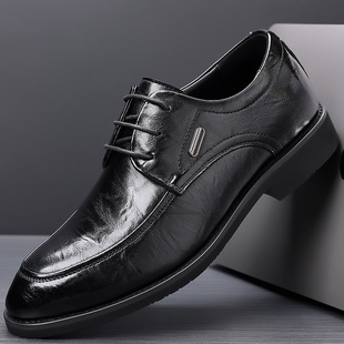 2024 Spring and Autumn New British Work Shoes Business Casual Dress Men's Lace-up Leather Shoes Baita Low Heel Wholesale