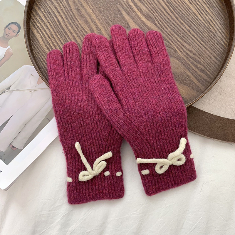 Guantes de ciclismo otoño y invierno nuevo tipo de mujer caliente pantalla táctil a prueba de viento y terciopelo caliente a prueba de frío guantes de lana de punto