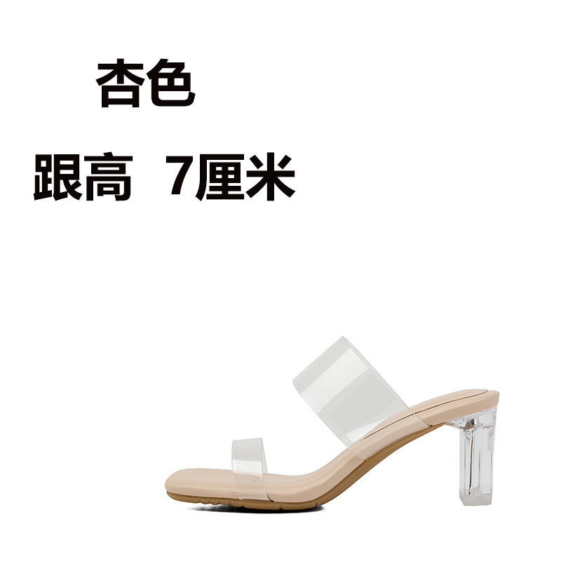 Sandallas de tacón alto transparentes con base suave para mujeres 2026 nuevas zapatillas frías de verano de talón medio de cristal de talón grueso image 10