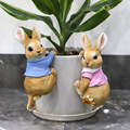 创意玄关装饰可爱花盆挂件软装客厅小兔子摆件家居饰品树脂工艺品