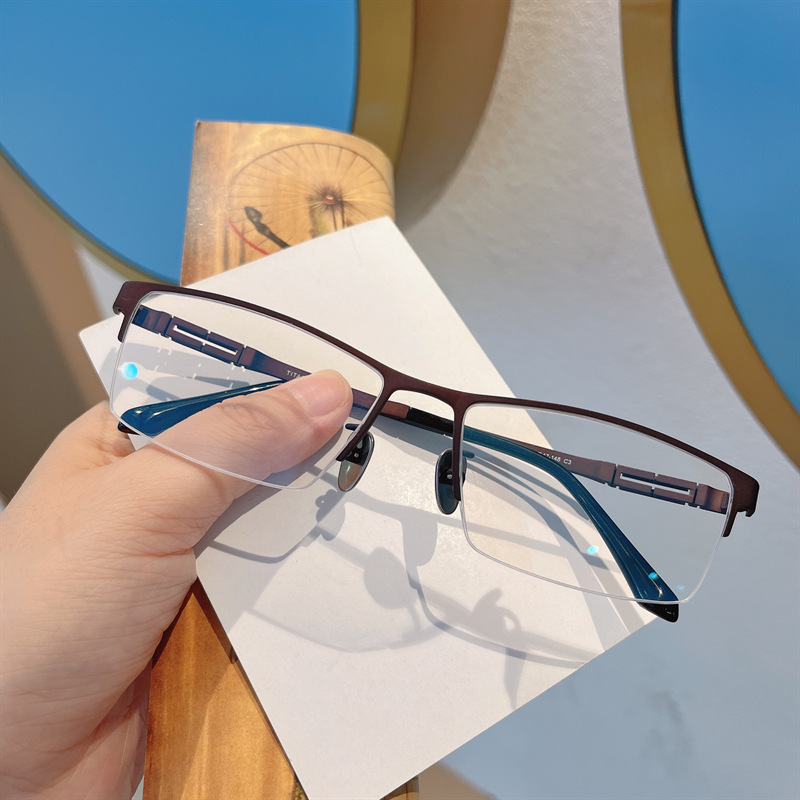 Zhenchun titanium men's large -frame glasses semi -frame business…