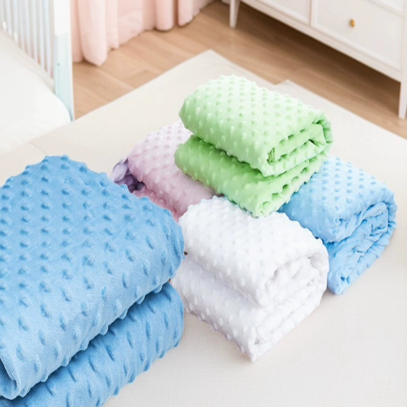 Export baby thick knitted fleece small blanket, double-layer extra soft hole pattern blanket for autumn and winter babies