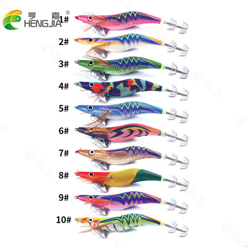 Hengjia New Luminous Wooden Shrimp Bait 20g 3.5# Squid Hook Luya Bait Luya Ice Silk Shrimp Hard Bait Wholesale