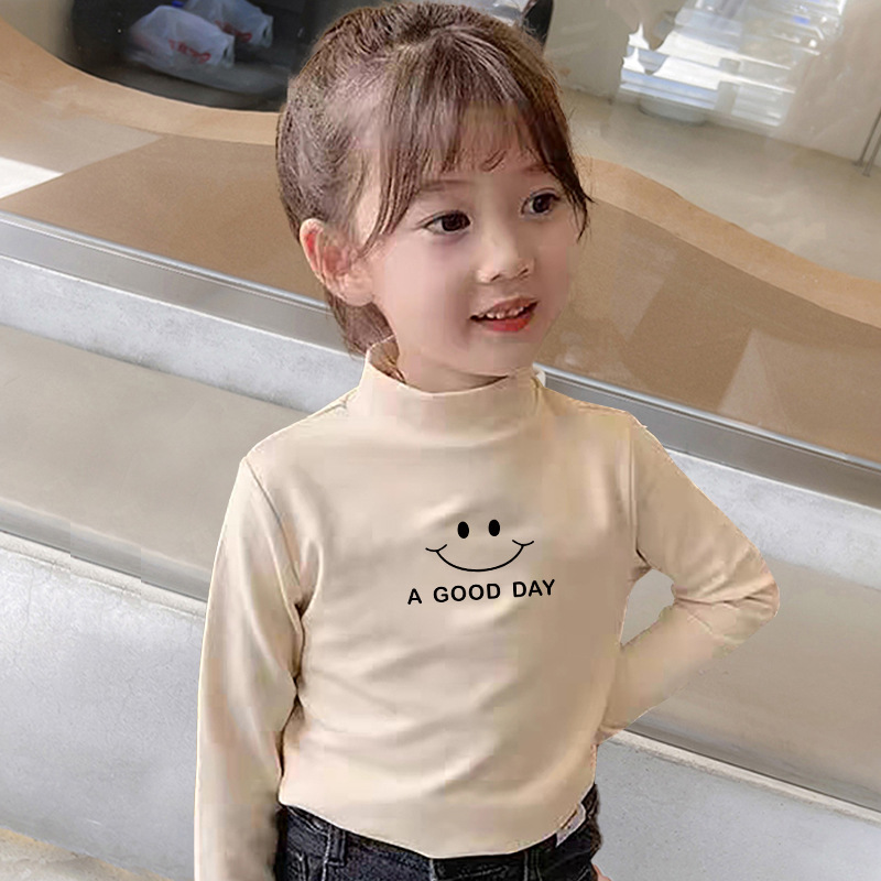 Ventas directas de fábrica Otoño e Invierno tops para niños ropa interior térmica otoño ropa de terciopelo camisa de fondo primavera y otoño medio cuello alto para niños
