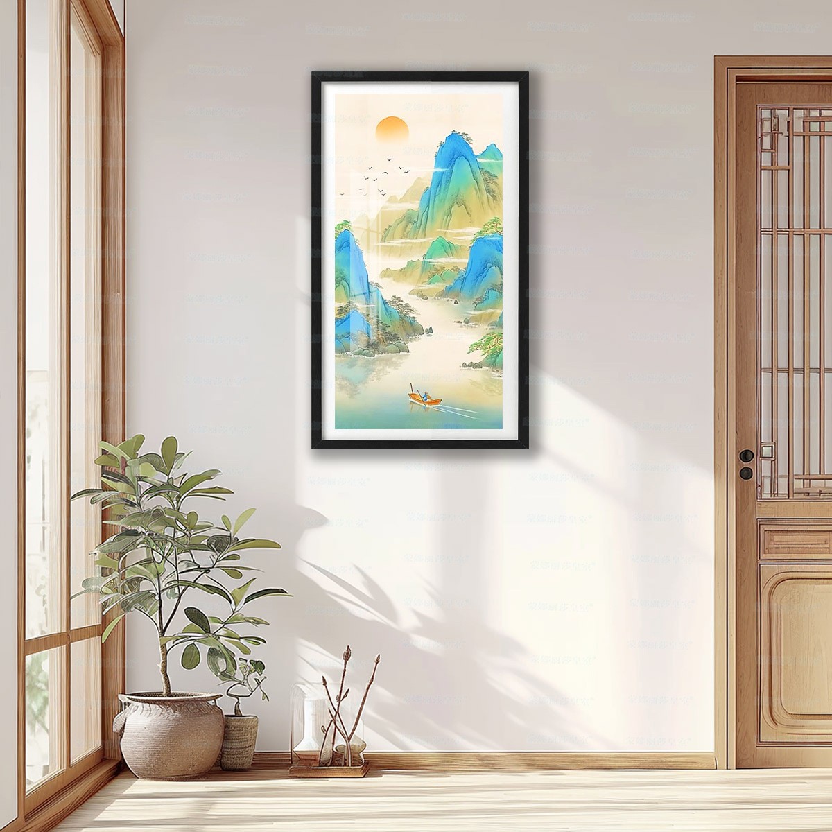 [Tela de algodón importada] Mona Lisa Royal Cross Stitch Green Miles de ríos y montañas Pintura de paisaje Sala de estar hecha a mano image 3