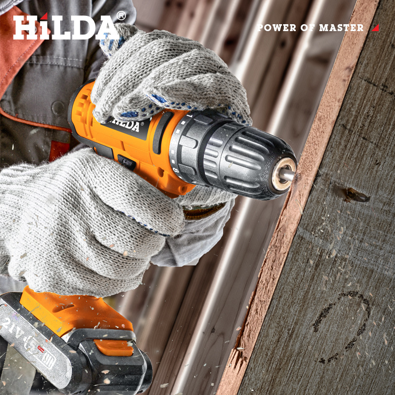 Hilda en stock taladro eléctrico de litio recargable multifunción herramienta eléctrica taladro de impacto taladro de mano al por mayor destornillador