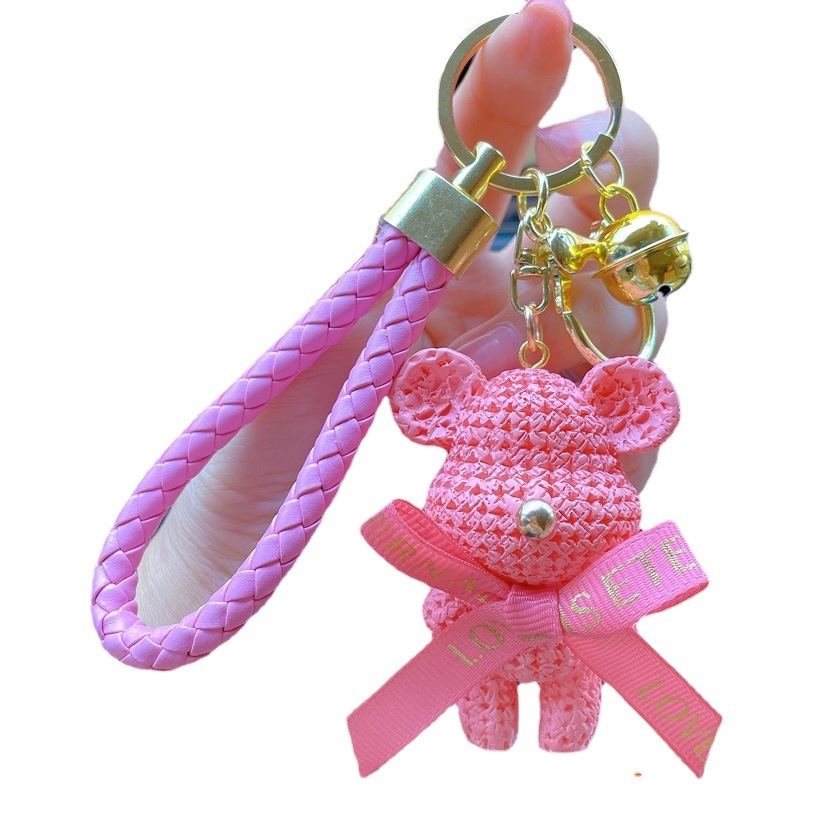 Creativo de la historieta de la resina de lana oso llavero pareja creativa mochila en línea celebridad oso colgante femenino exquisita llave del coche