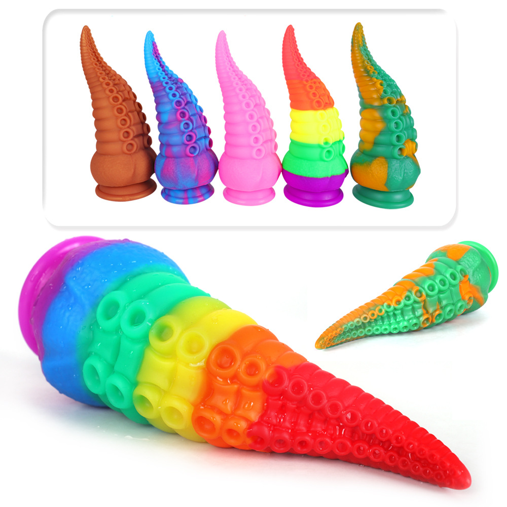 Silicona líquida color mezclado pulpo anal plug anal suave unisex de forma especial expansor anal dildo pene