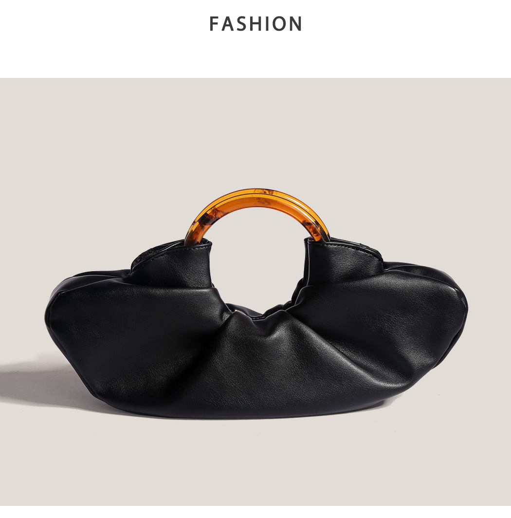 390g Weight Magnetic Buckle Closure Type Ring Handle Strap Type Handbag Bags Type Casual, Daily, Shopping Occasion Pu Leather Material Solid Color Pattern All Seasons Season Women's Gender Classic Style Style Cloud Shape Shape Women's Pu Leather Solid Color Classic Style Cloud Shape Magnetic Buckle Handbag 3