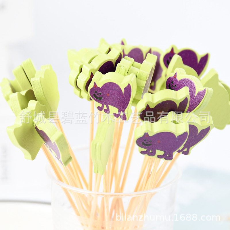 Animal creativo horquilla de fruta decorativa horquilla de fruta bandeja de bambú desechable horquilla de moda horquilla de vino suministro de fábrica