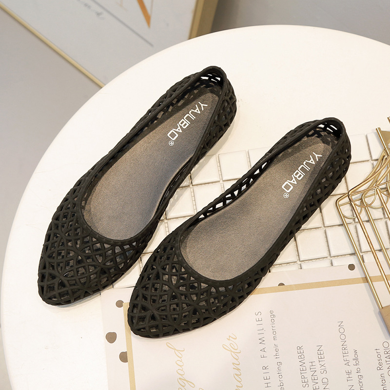 Korean Crystal Shoes Cross-Border New Casual Soft-Soled Sandals for Women, Flat Summer Fashion Hollow-Out Jelly Shoes, Shallow Plastic Shoes Korean Crystal Shoes Cross-Border New Casual Soft-Soled Sandals for Women, Flat Summer Fashion Hollow-Out Jelly Shoes, Shallow Plastic Shoes