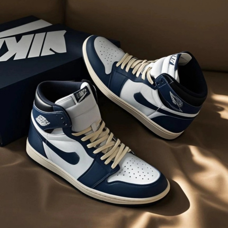 Comercio exterior AJ1 zapatos blancos y negros panda zapatos de baloncesto de alto tamaño Joe1 azul blanco puro de Carolina del Norte pareja zapatos casuales image 3