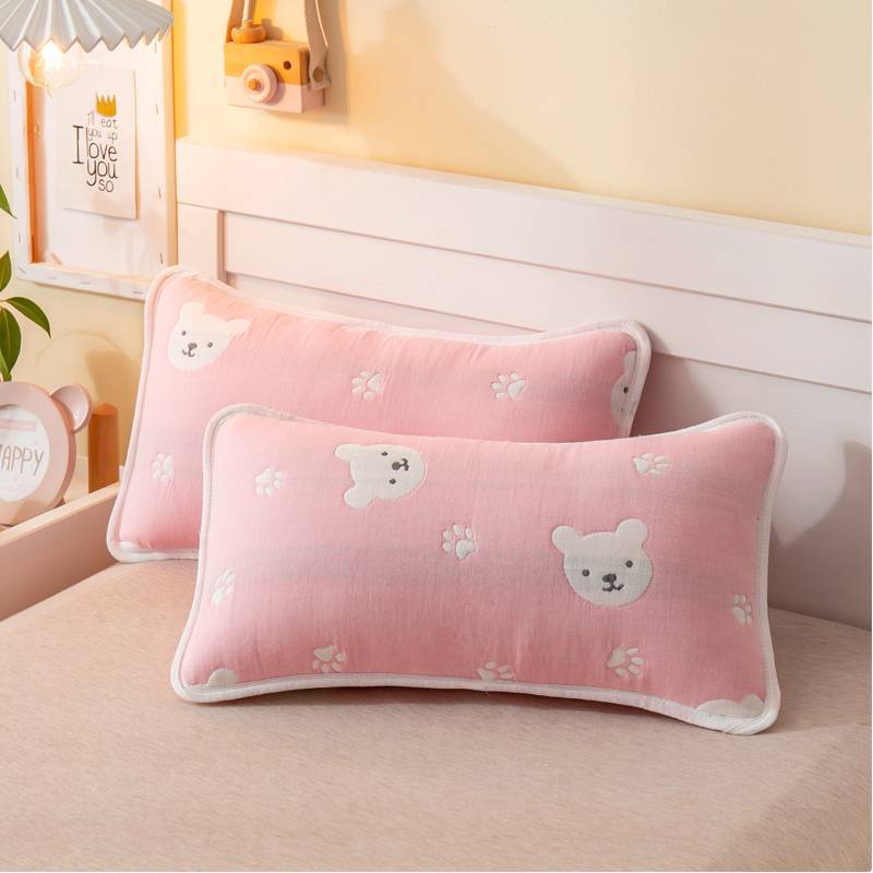 스위트 베어 핑크 거즈 베갯잇