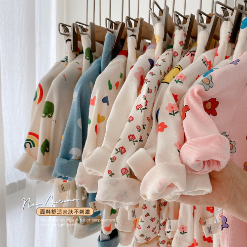 Children's wool stretch pajamas, baby spring clothes and spring pants, 0-6 years old boys' spring clothes, home clothes, girls' underwear sets
