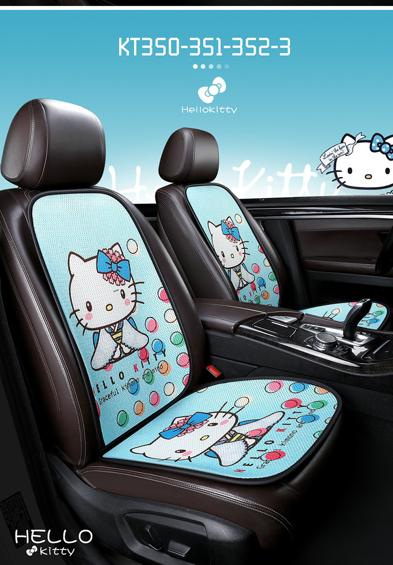 kitty cartoon car cushion single piece three-piece set goddess Four Seasons universal small waist summer car cushion Main driving