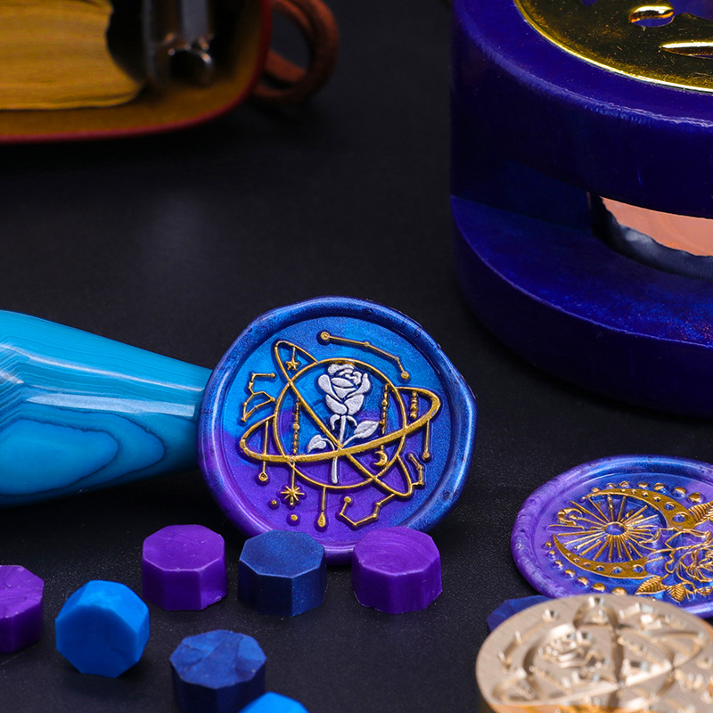 Cabezal de sello de pintura de fuego europea, serie de jardín de rosas, pintura de fuego, cabeza de cobre, sobre, cera de sellado, producto terminado, cabezal de impresión de imagen listo