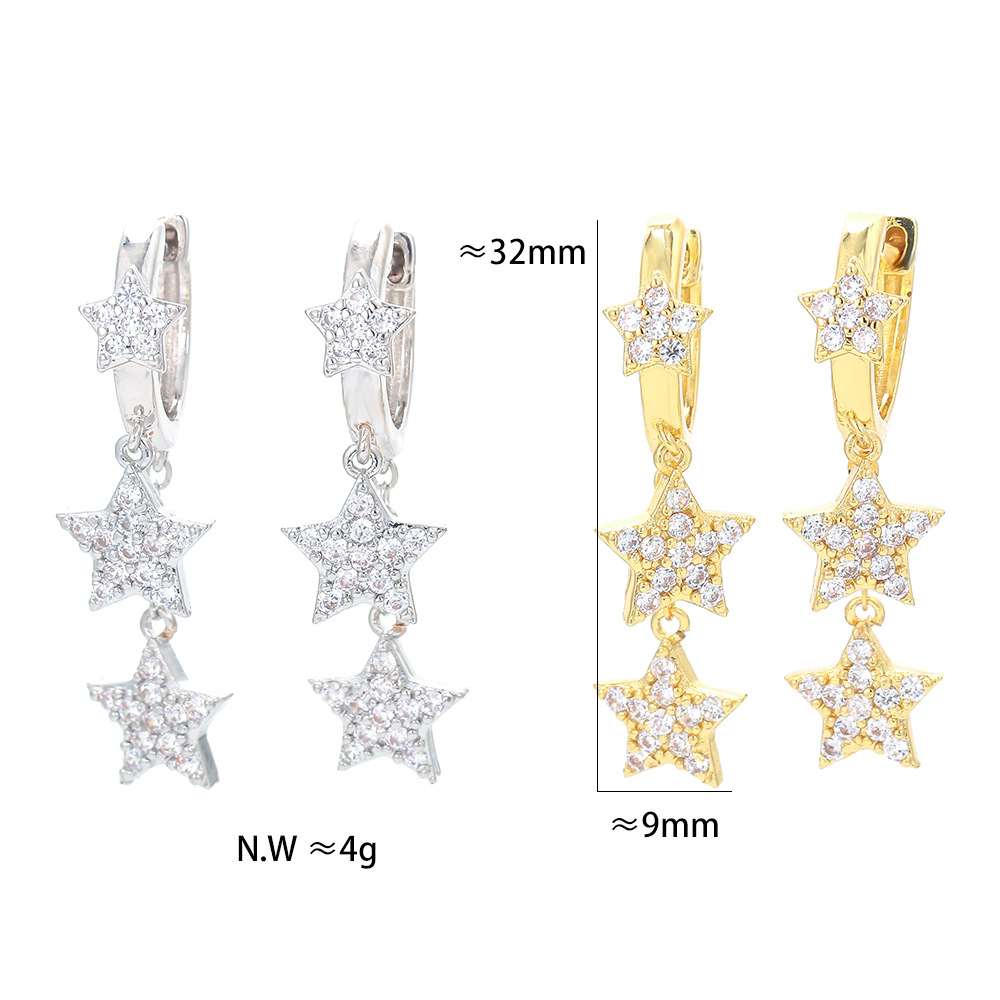 Korean Five-pointed Star Zircon Earrings Wholesale display picture 3