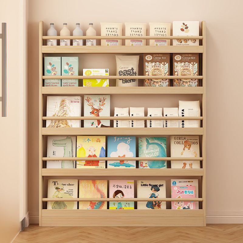 Solid Wood Bookshelf Storage Rack Reading Area Bookcase Entrance Bookshelf Storage Rack Floor-Standing Multi-Layer Wall-Mounted Wall Display Rack