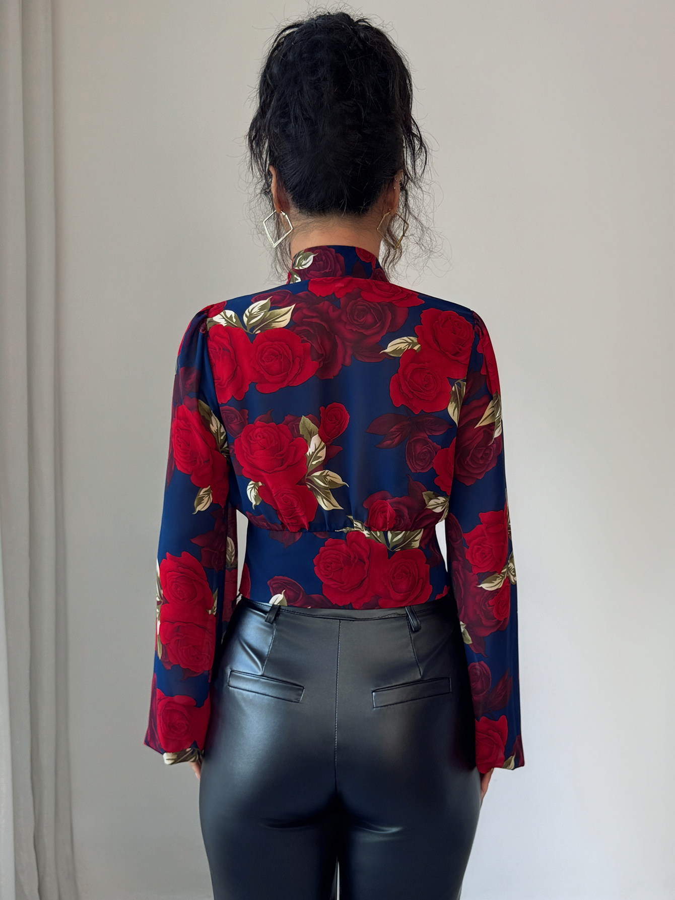 High Waisted Printed Vest Shirt Women's Elegant Style Casual Blouse For Spring/Autumn Summer Regular Fit Polyester_ecoleips.com