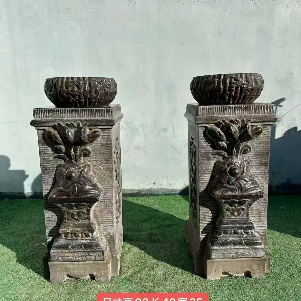 仿古石雕石柱户外别墅庭院门口装饰柱子景区酒店石雕装饰摆件