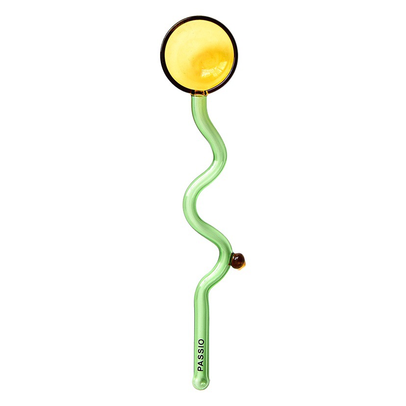 Cuchara de vidrio resistente al calor color cabeza redonda cuchara de vidrio redondo café leche revolviendo cuchara de postre cuchara de vidrio