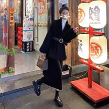 时尚套装复古名媛小香风洋气御姐风感毛呢裙两件套女2025秋冬