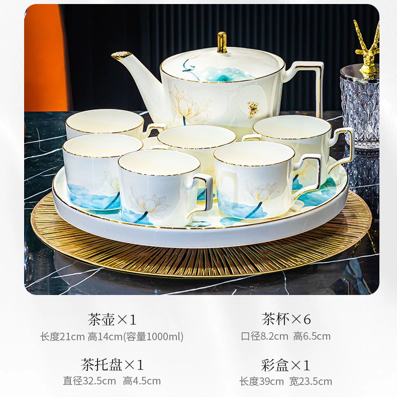 Набор для ароматного послеобеденного чая/кофе лёгкой роскоши, цзиндэчжэнь, роспись «Цзиньхэ», лунный чайный сервиз с вращающейся подставкой, подарок
