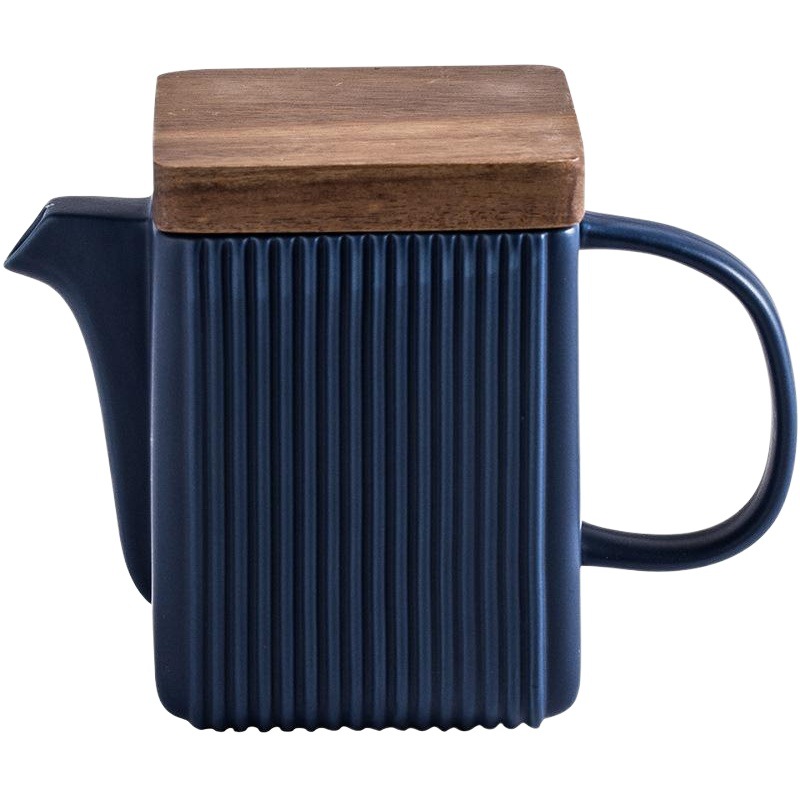 Cubierta de madera de acacia de grano recto cuadrado Té de la tarde nórdico Juego de té de cerámica creativa Caja de regalo Regalo