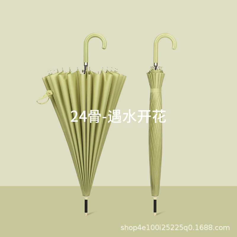 24 кости цветет в воде Увеличение анти-ветер зонтик с длинной ручкой зонтик большой оптовый прямой стержень изогнутая ручка рекламный зонт печать логотипа