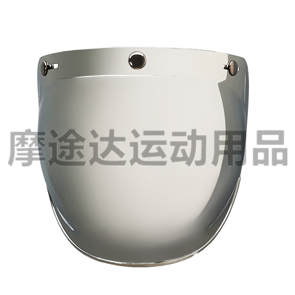 Retro Motorcycle Helmet Lens with Curved Surface, Three-Button Bubble Mirror, Multi-Color Windproof and Uv Protection Shield