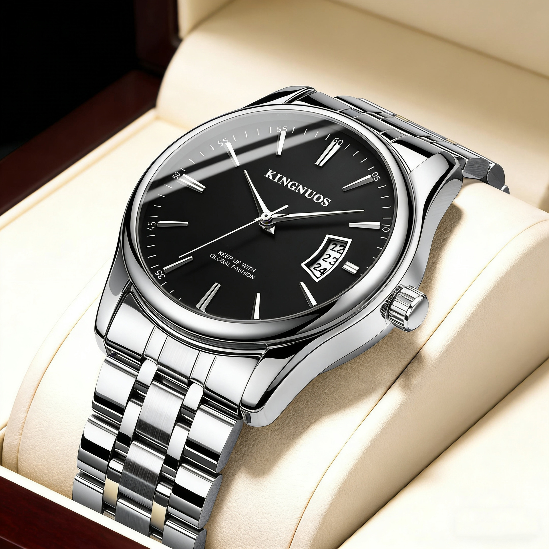 Authentic Trendy Fashion Steel Belt Men's Calendar Waterproof Watch Belt Watch Taobao Aliexpress Hot Selling Model