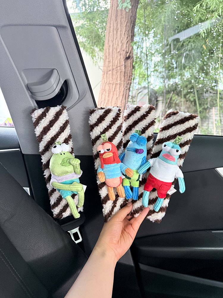 Spongebob Squarepants Bikini Bottom Residents Car Seat Shoulder Protector Plush Doll Seatbelt Decoration Anti-Strangle Imitation Shoulder Pad