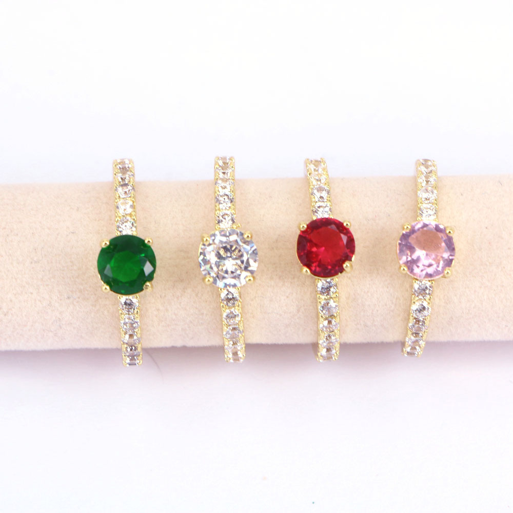 new style round Copper Plating 18K Gold Zircon open Ring