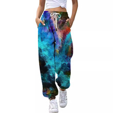 25新款跨境亚马逊3D印花数码欧美速卖通宽松型休闲束脚裤厂家直批