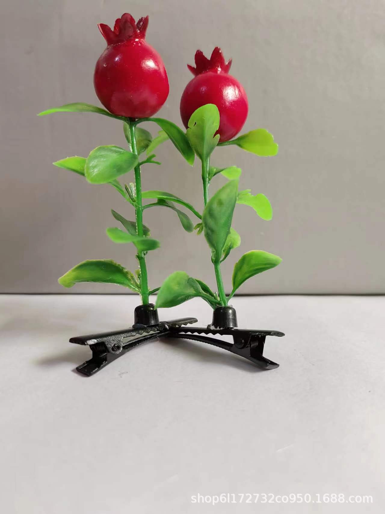 붉은 석류 머리핀