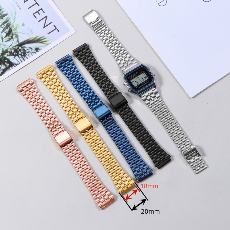 Correa de acero pequeña retro de cinco cuentas adecuada para relojes inteligentes Huawei y Samsung, correa de metal de acero inoxidable de 18 mm para hombres y mujeres.