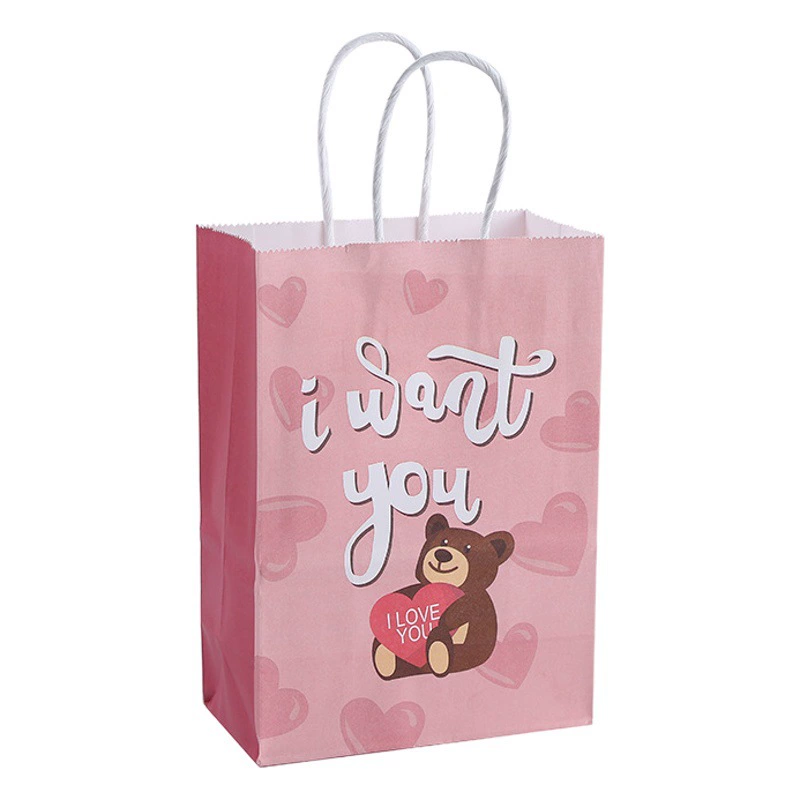 Новая любовь Медведь серии крафт-бумага подарочная сумка упаковочная сумка креативная милая сумка для хранения одежды рис