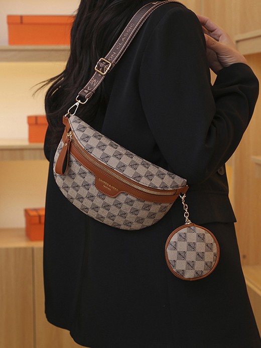 Bolso femenino 2025 transfronterizo nuevo estilo coreano moda moda a cuadros bolsa de pecho riñonera bolsa de mensajero de un solo hombro de alta gama de nicho