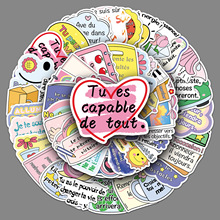 50张法语励志文字贴纸原创正能量短语句子装饰咕卡保温杯跨境贴纸