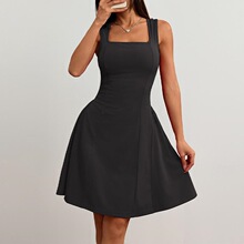 U 36534 Elegant Square Neck Sleeves Dress ��������ȹ