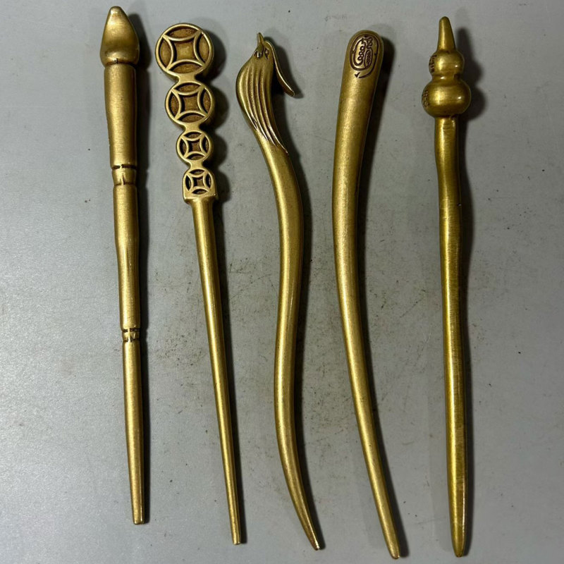 Manufacturer Wholesale Antique Distressed Pure Copper Solid Collection Copper Hairpin Craft Decoration Chinese Style Household Hairpin
