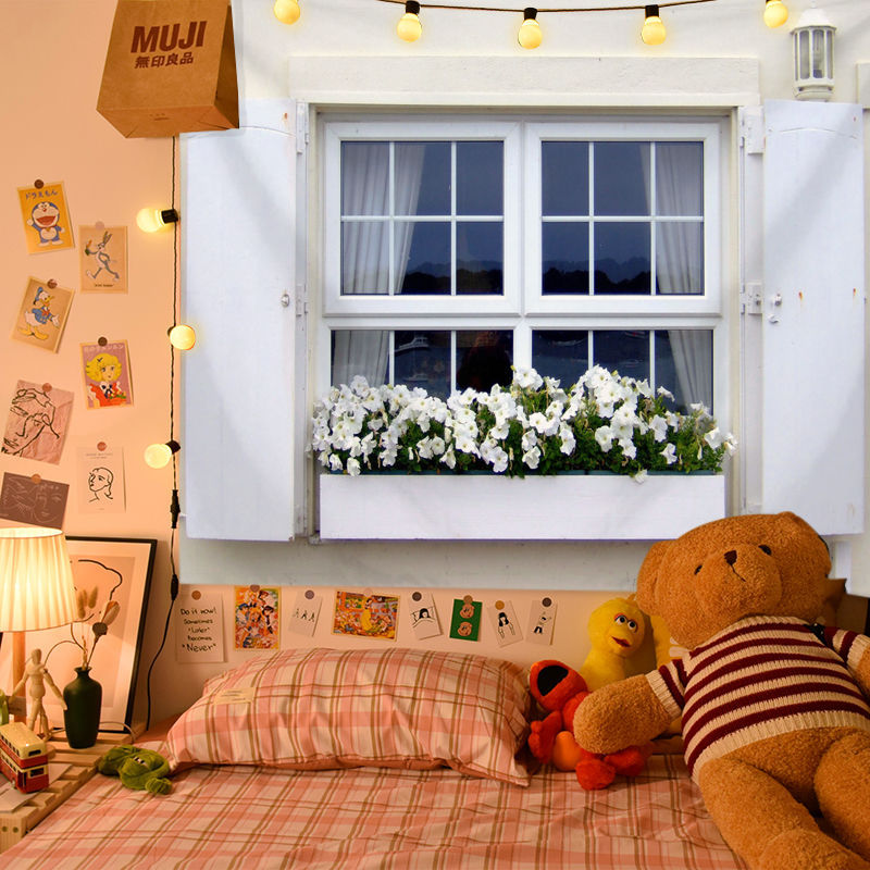 (2개) 가짜 창 교수형 천 기숙사 개조 배경 벽 천 임대 방 장식 반투명 커튼 태피스트리 벽화