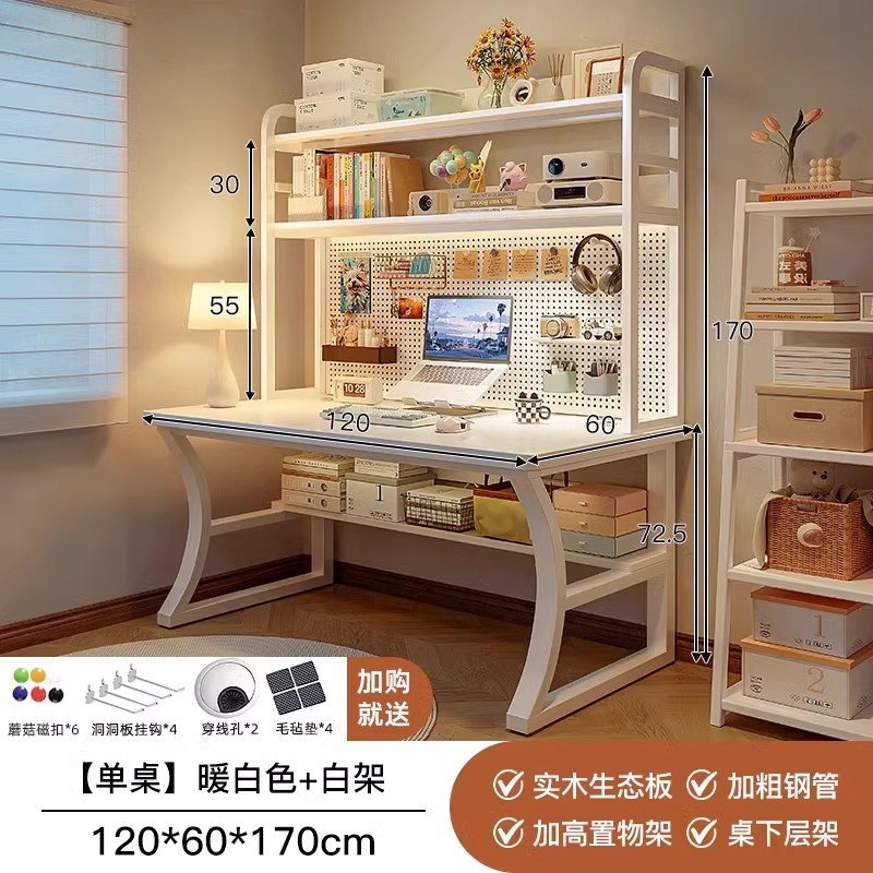 Mesa de computadora de madera maciza escritorio agujero tablero de escritorio estante de escritorio en una mesa de dormitorio mesa de estudio de estudiantes en casa