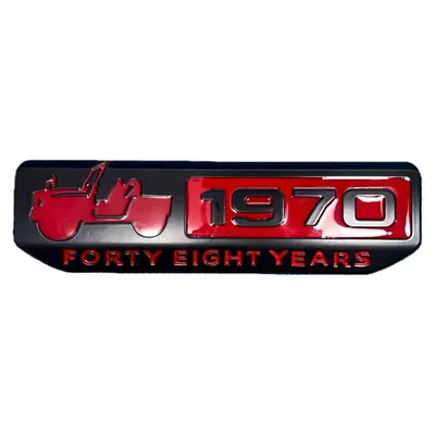 metal side badge, Car logo - standard-1970-commemorative-badge-black-and-red-jb64-jb74